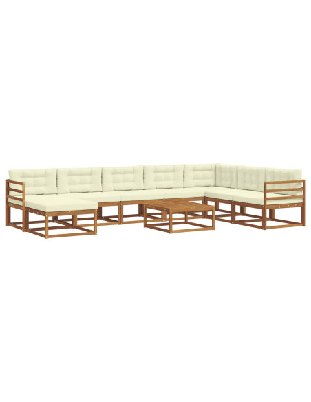 Set di divani da esterno con cuscino 9 pcs Naturale e Crema