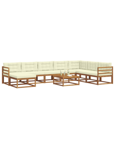 Set di divani da esterno con cuscino 9 pcs Naturale e Crema