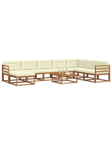 Set di divani da esterno con cuscino 9 pcs Naturale e Crema