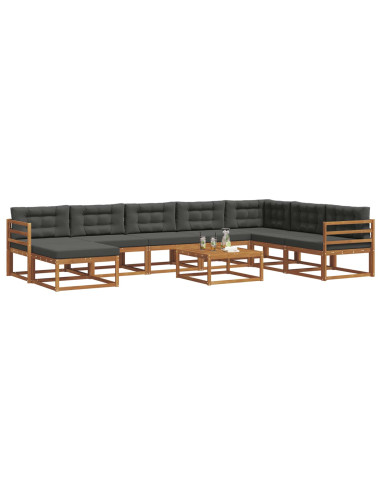 Set di divani da esterno con cuscino 9 pcs Naturale e Antracite