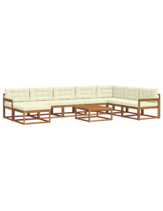 Set di divani da esterno con cuscino 9 pcs Naturale e Crema 2