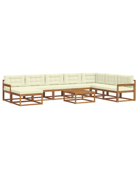Set di divani da esterno con cuscino 9 pcs Naturale e Crema