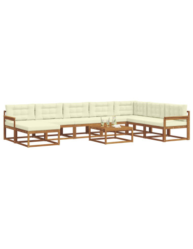 Set di divani da esterno con cuscino 9 pcs Naturale e Crema