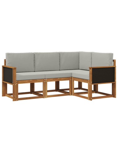 Set di divani da esterno 4 pcs Naturale e Grigio Chiaro