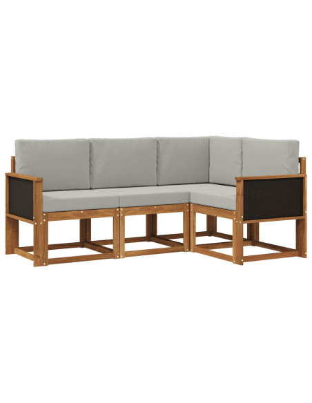 Set di divani da esterno 4 pcs Naturale e Grigio Chiaro