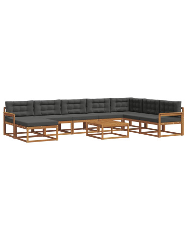Set di divani da esterno con cuscino 9 pcs Naturale e Antracite