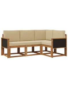 Set di divani da esterno 4 pcs Naturale e Beige Poliestere