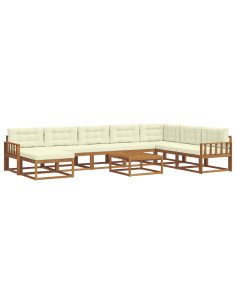 Set di divani da esterno con cuscino 9 pcs Naturale e Crema 2