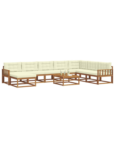 Set di divani da esterno con cuscino 9 pcs Naturale e Crema