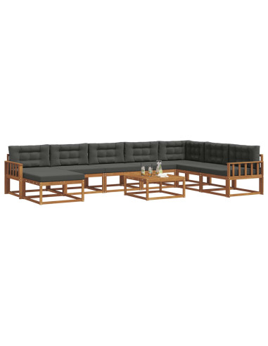 Set di divani da esterno con cuscino 9 pcs Naturale e Antracite