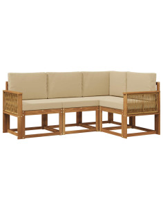 Set di divani da esterno 4 pcs Naturale e Beige Poliestere