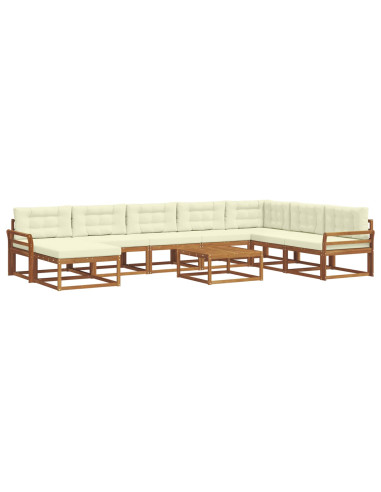 Set di divani da esterno con cuscino 9 pcs Naturale e Crema