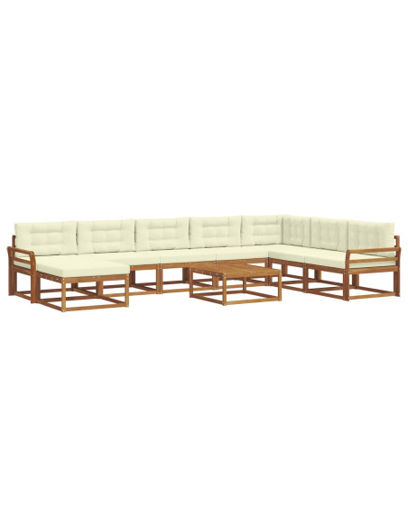 Set di divani da esterno con cuscino 9 pcs Naturale e Crema