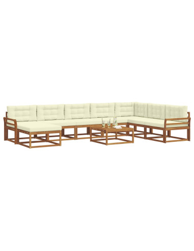 Set di divani da esterno con cuscino 9 pcs Naturale e Crema