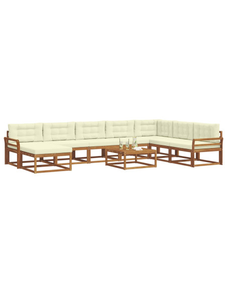 Set di divani da esterno con cuscino 9 pcs Naturale e Crema