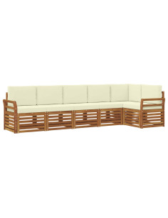 Set divani 6 pcs Naturale e Crema Legno di Acacia Massello 2