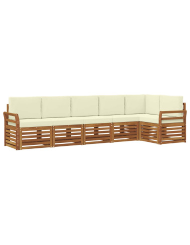 Set divani 6 pcs Naturale e Crema Legno di Acacia Massello