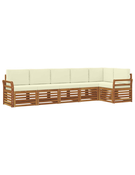 Set divani 6 pcs Naturale e Crema Legno di Acacia Massello