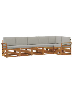 Set divani con cuscino 6 pcs Grigio Naturale e Chiaro 2