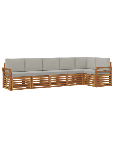 Set divani con cuscino 6 pcs Grigio Naturale e Chiaro