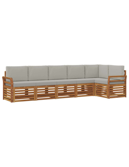 Set divani con cuscino 6 pcs Grigio Naturale e Chiaro