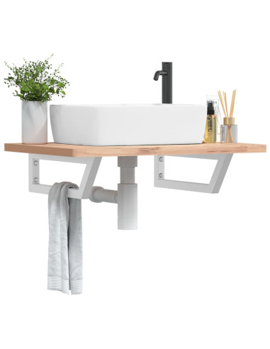 Reggimensole per Lavabo 2 pz Bianche Trapezio in Acciaio