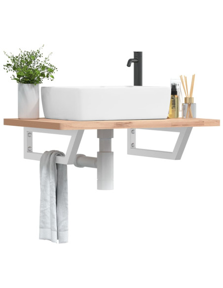 Reggimensole per Lavabo 2 pz Bianche Trapezio in Acciaio