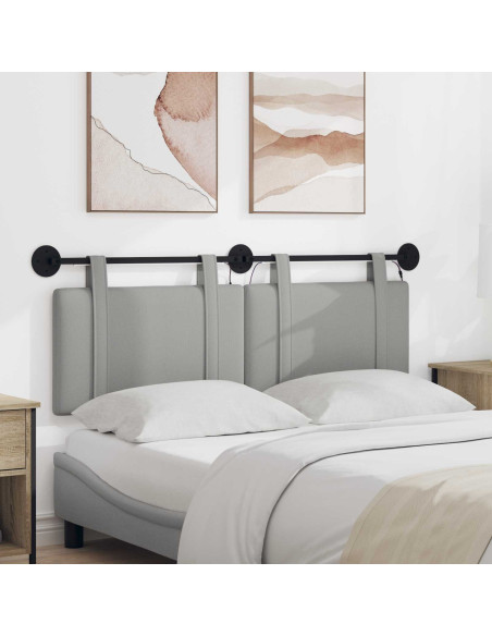 Testiera sospesa Con luce LED Grigio Nuvola Tessuto