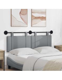 Testiera sospesa Con luce LED Grigio Chiaro Tessuto