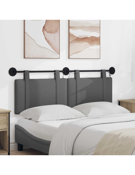 Testiera sospesa Con luce LED Grigio Scuro Tessuto