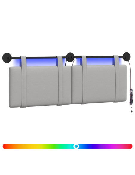 Testiera sospesa Con luce LED Grigio Nuvola Tessuto