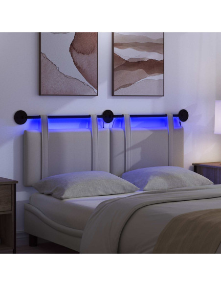 Testiera sospesa Con luce LED Grigio Nuvola Tessuto