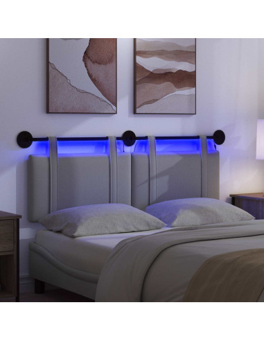 Testiera sospesa Con luce LED Grigio Chiaro Tessuto