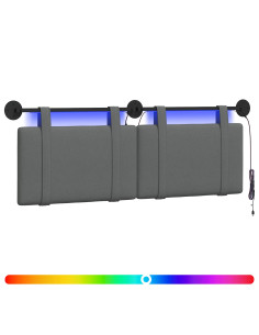 Testiera sospesa Con luce LED Grigio Scuro Tessuto 2