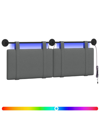 Testiera sospesa Con luce LED Grigio Scuro Tessuto