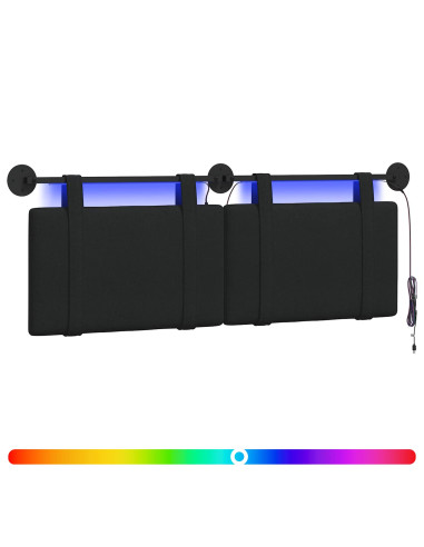 Testiera sospesa Con luce LED Nero Tessuto