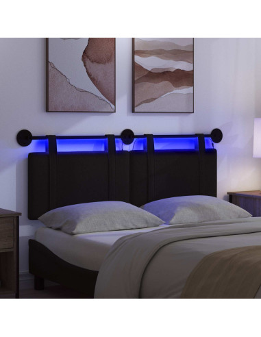 Testiera sospesa Con luce LED Nero Tessuto