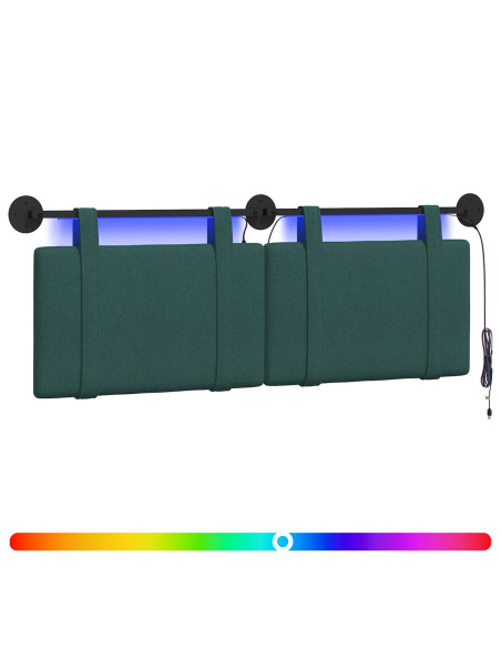Testiera sospesa Con luce LED Verde Scuro Tessuto