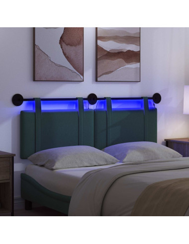 Testiera sospesa Con luce LED Verde Scuro Tessuto