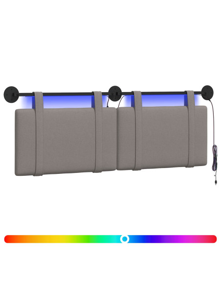 Testiera sospesa Con luce LED Tortora Tessuto