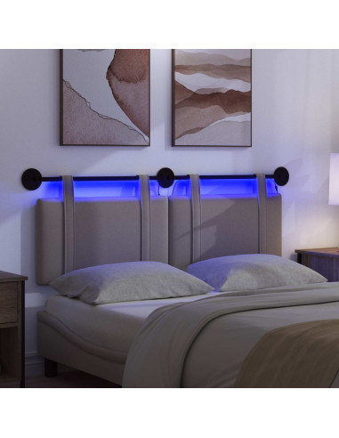Testiera sospesa Con luce LED Tortora Tessuto