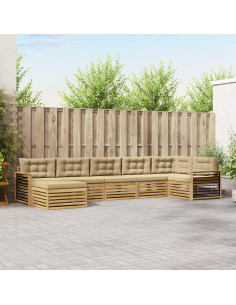 Set di divani da esterno con cuscino 7 pcs Bianco e Beige