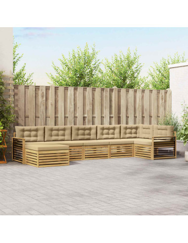 Set di divani da esterno con cuscino 7 pcs Bianco e Beige