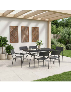 Set da Pranzo per Giardino 7 pcs Antracite Acciaio