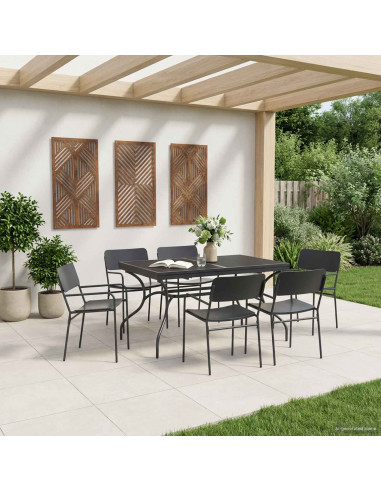 Set da Pranzo per Giardino 7 pcs Antracite Acciaio