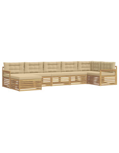 Set di divani da esterno con cuscino 7 pcs Bianco e Beige 2