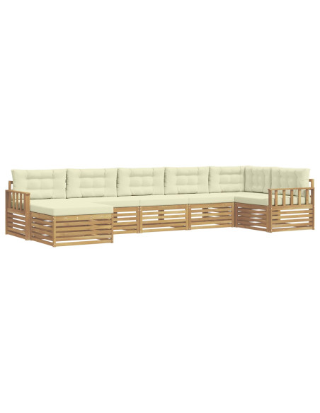 Set di divani da esterno con cuscino 7 pcs Bianco e Crema
