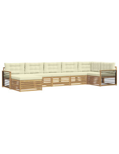Set di divani da esterno con cuscino 7 pcs Bianco e Crema 2