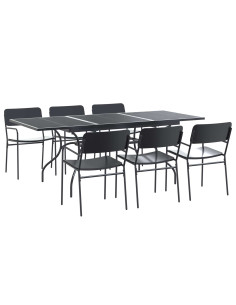 Set da Pranzo per Giardino 7 pcs Antracite Acciaio 2