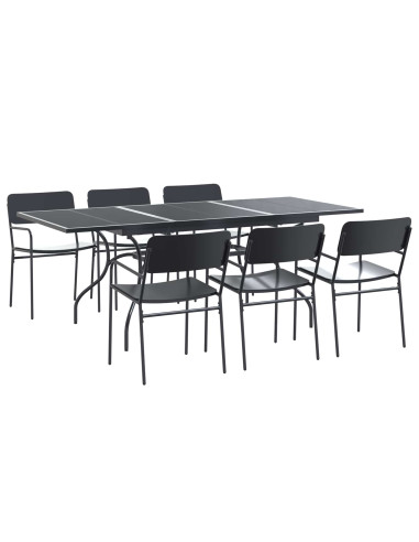 Set da Pranzo per Giardino 7 pcs Antracite Acciaio